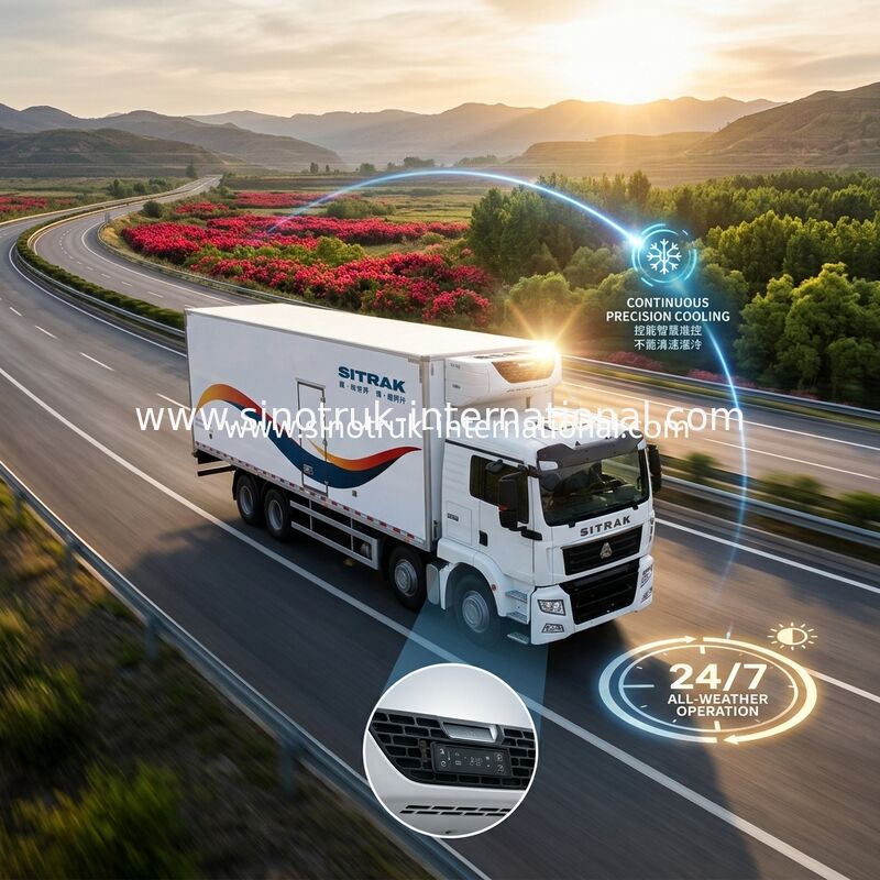 Os alimentos congelados de grande resistência 8×4 refrigeraram caminhões e camionetes 40 toneladas de baixo nível de ruído