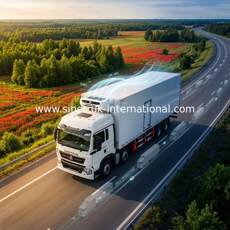 8×4 refrigerou os caminhões e as camionetes SINOTRUK HOWO de 40 toneladas para levar alimentos congelados