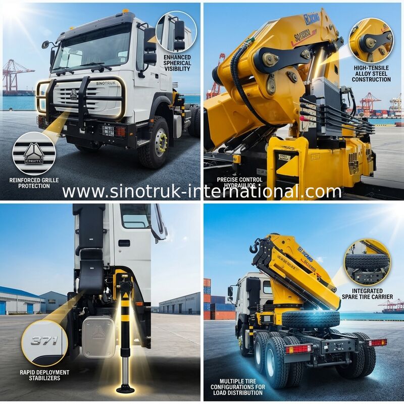 O seu cavalo de trabalho todo-em-um: HOWO 371HP 6x4 com XCMG 12T Crane