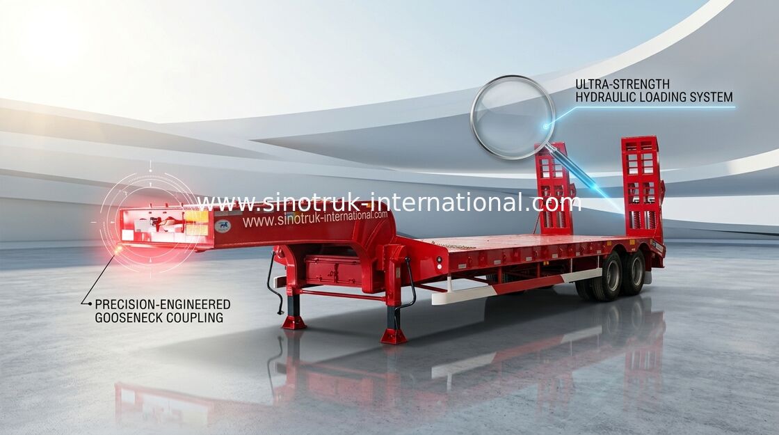Baixos da cama eixos do reboque 3 semi 60 toneladas 15m para transportar a máquina da construção