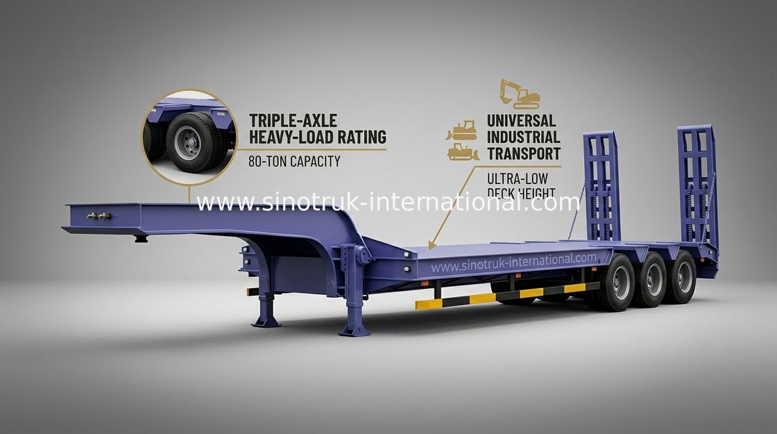 da Baixo-cama eixos 60Tons 15m do caminhão de reboque 3 semi para a máquina levando da construção