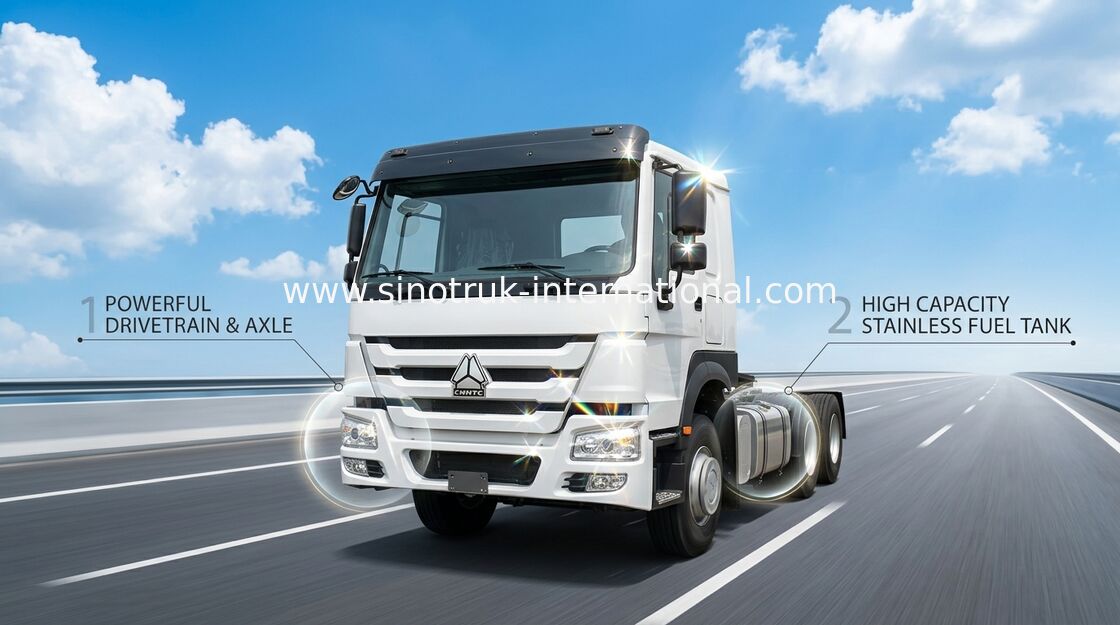 HW76 de LHD 6 x 4 336HP 10 das rodas HOWO do trator segurança do beliche do táxi do caminhão única