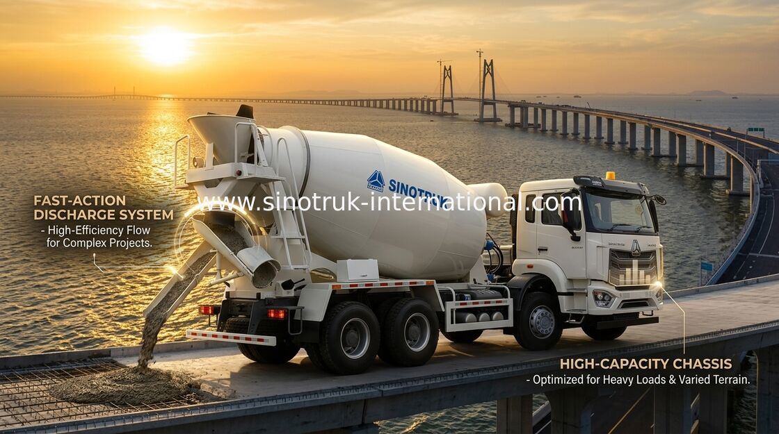 HOWO RHD 6*4 12CBM caminhão de mistura branco de alta potência 380HP tanque de mistura italiano de alta eficiência