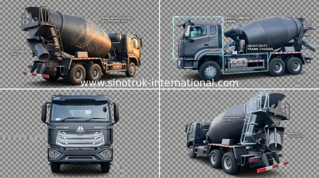 Sinotruk Howo N7 caminhão de mistura de betão 6-10CBM 6 X 4 Euro 2 380 hp