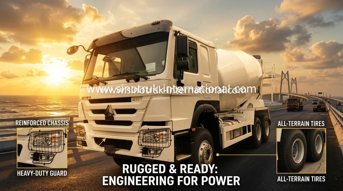 HOWO 371HP caminhão de mistura de concreto de 10m3 com bomba e motor Eaton para construção pesada