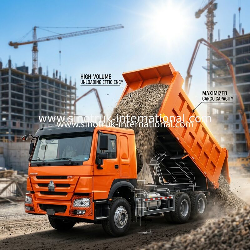 371HP 6x4 Dump Truck 20.01CBM Mestrado de carga útil para eficiência de trabalho pesado