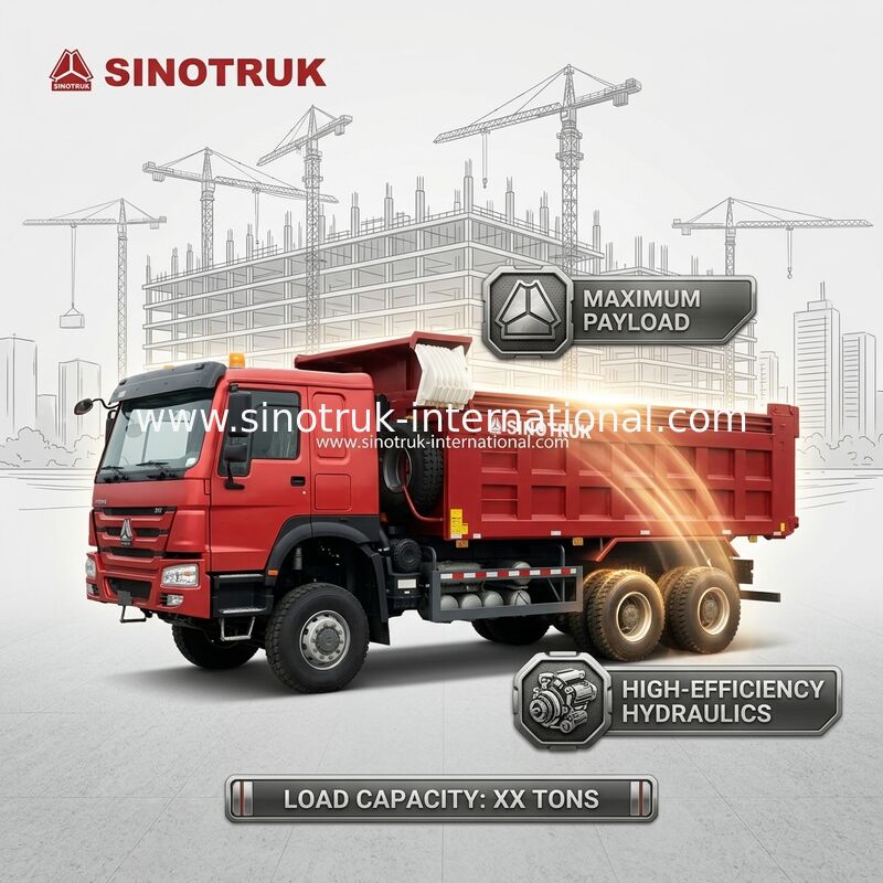 Caminhão Basculante HOWO 6*6 Tração Integral Vermelho 430HP com Cabine Ghost-Face