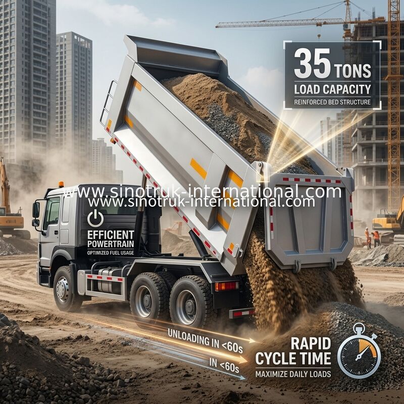 SINOTRUK HOWO 371HP 8X4 Carrinho de descarga de descarga Construção Antiga Frente Frente Militar Para áreas de mineração Duas luzes de aviso Container tipo U