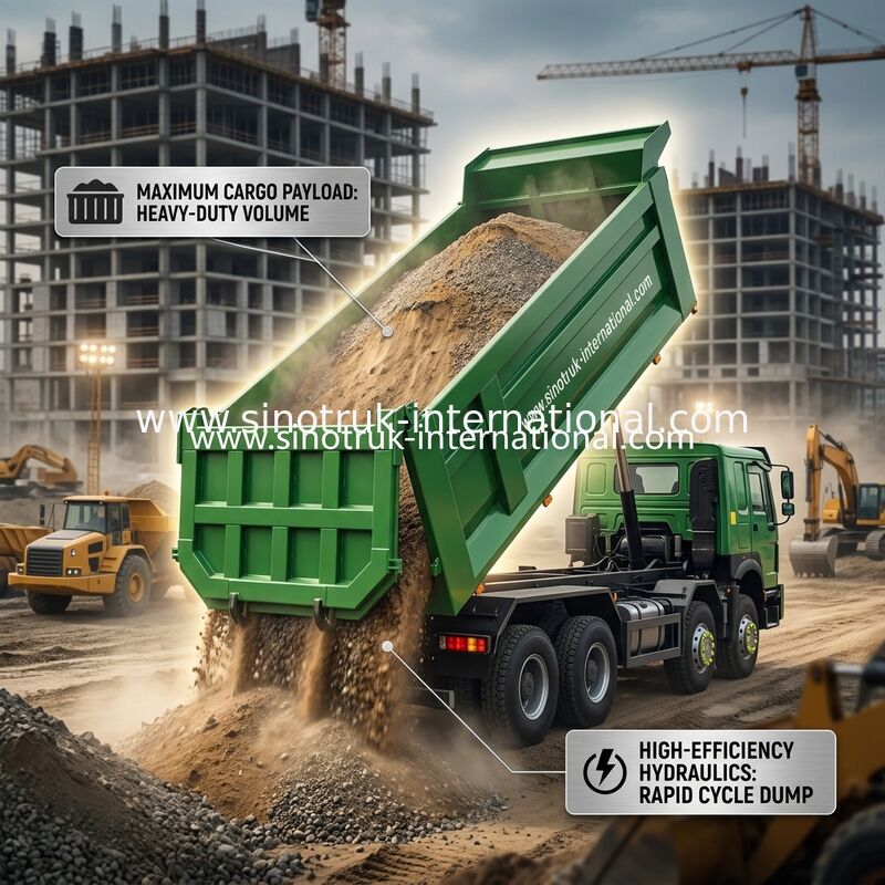 SINOTRUK HOWO 400HP 8X4 Caminhão Basculante Basculante Construção Antiga Face Frontal Cabine Ghost Face Para-choque Militar Contêiner Tipo U
