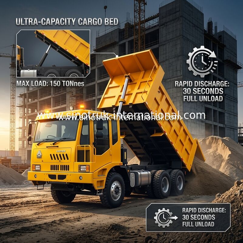 Transportador de carga pesado versátil com dimensão de caixa de carga 5800*3200*1800mm e cabine de caminhão HW7D