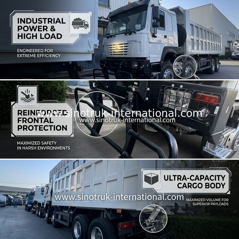 SINOTRUK HOWO 371HP Carrinho de descarga de descarga Construção Antiga Frente Frente Militar Para áreas de mineração