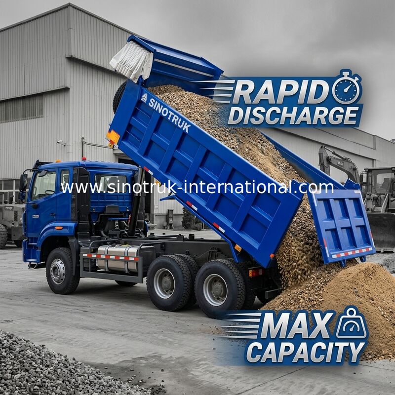 Potente versátil HOWO 6x4 380HP Blue Dump Truck com 20CBM caixa de carga quadrada e impermeável lonas Flip Cove