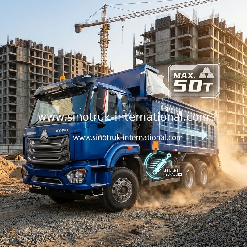 SINOTRUK HOHAN NEW HOWO 30 - 40 toneladas RHD 10 rodas Tarpaulin para construção azul alta eficiência de elevação e descarga