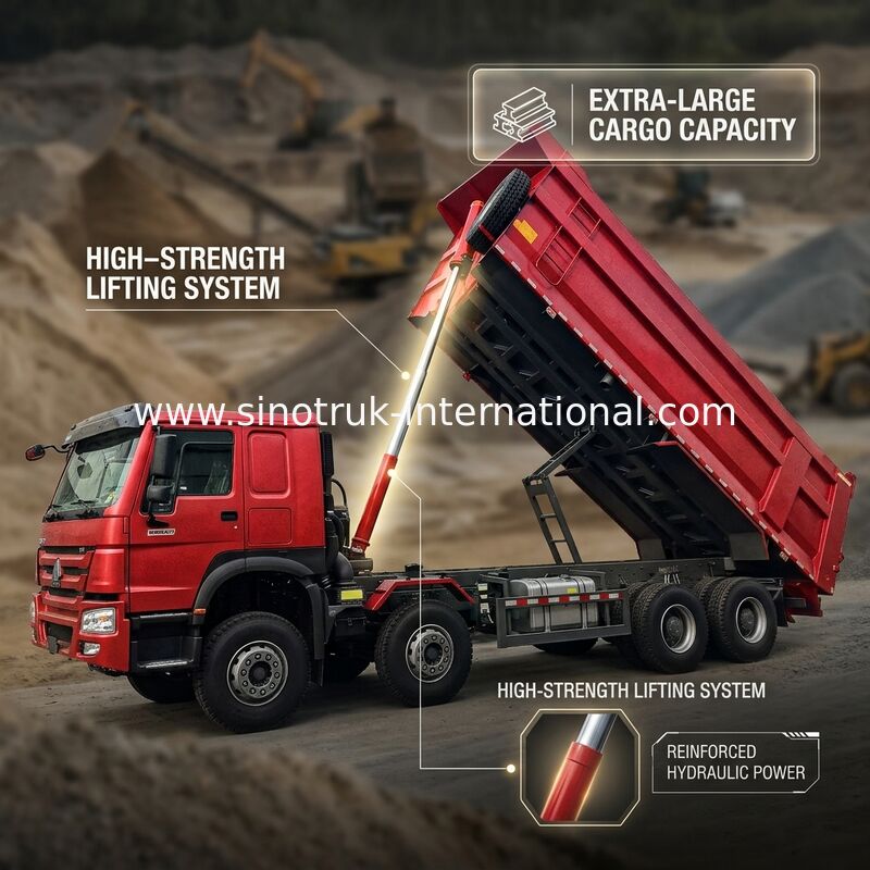 HOWO 12 rodas Sinotruk 8X4 Dump Truck 400hp Para mineração LHD U tipo de contêiner