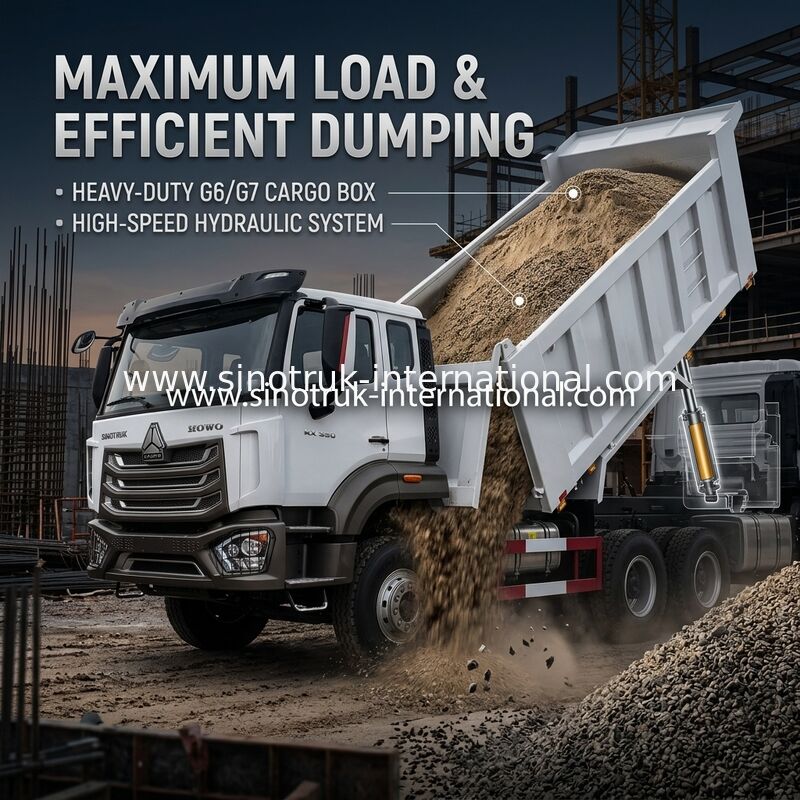 SINOTRUK HOHAN HOWO 380HP LHD Dump Truck 6X4 Cartão de Carga de Estilo Padronizado