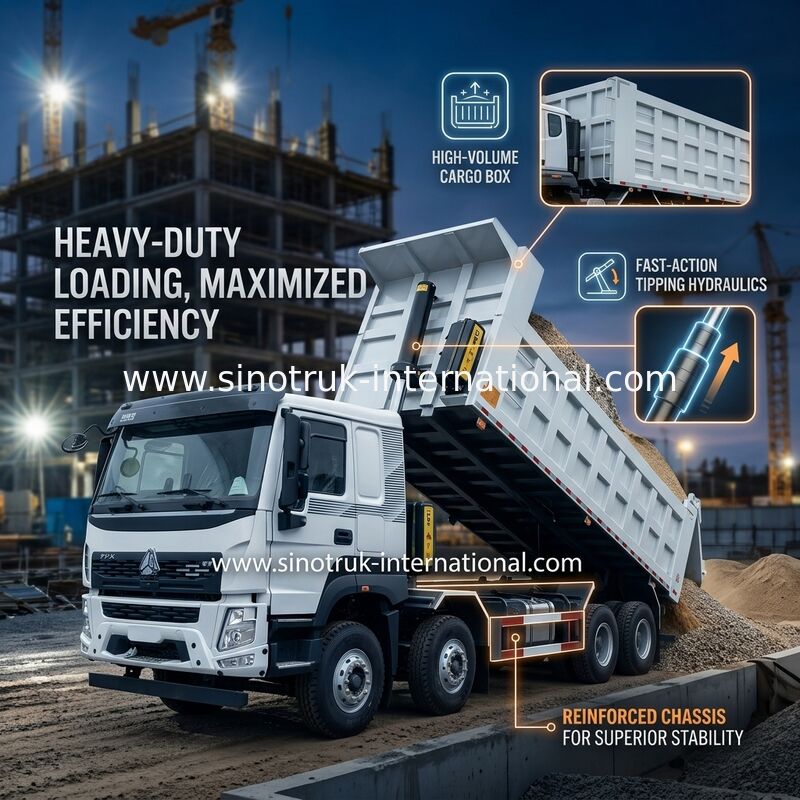 SINOTRUK HOWO 380HP camião de descarga de 12 rodas LHD 31 toneladas 20-30CBM V7-X Cab