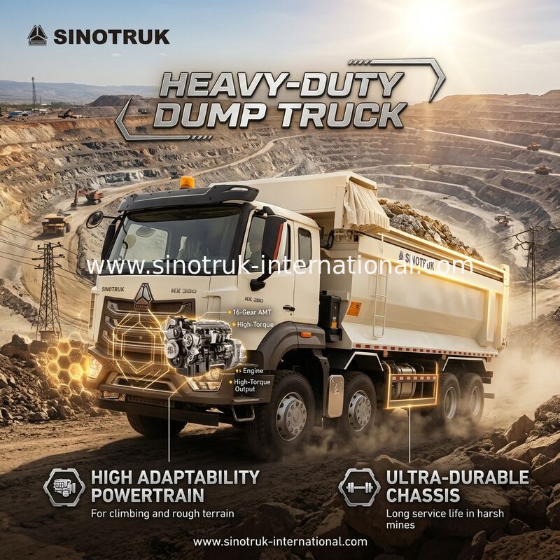 ZZ3317V386JB1R Alta potência Baixo consumo de combustível 380HP Branco U-tipo HOWO caminhão tipper