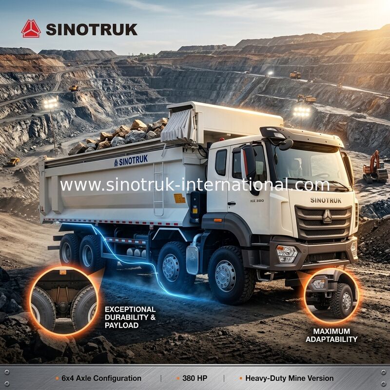 Sinotruk Hohan Novo caminhão N7 6 × 4 10 Rodas 380HP RHD U Tipo Tarpaulin Automático