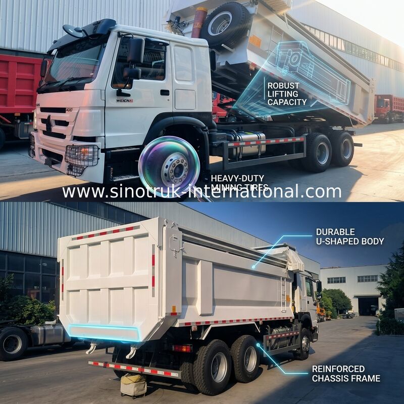 Sinotruk Howo Dump Truck 400Hp 6 × 4 Taça em forma de U com lonas automáticas