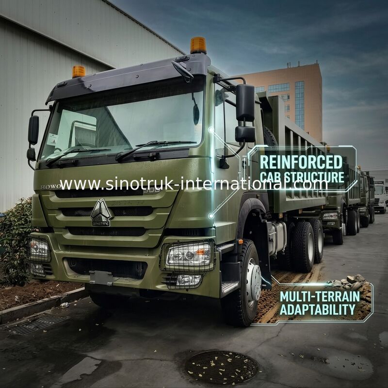 SINOTRUK HOWO 400HP Green Tipper Dump Truck RHD 6×4 12 rodas Alta potência
