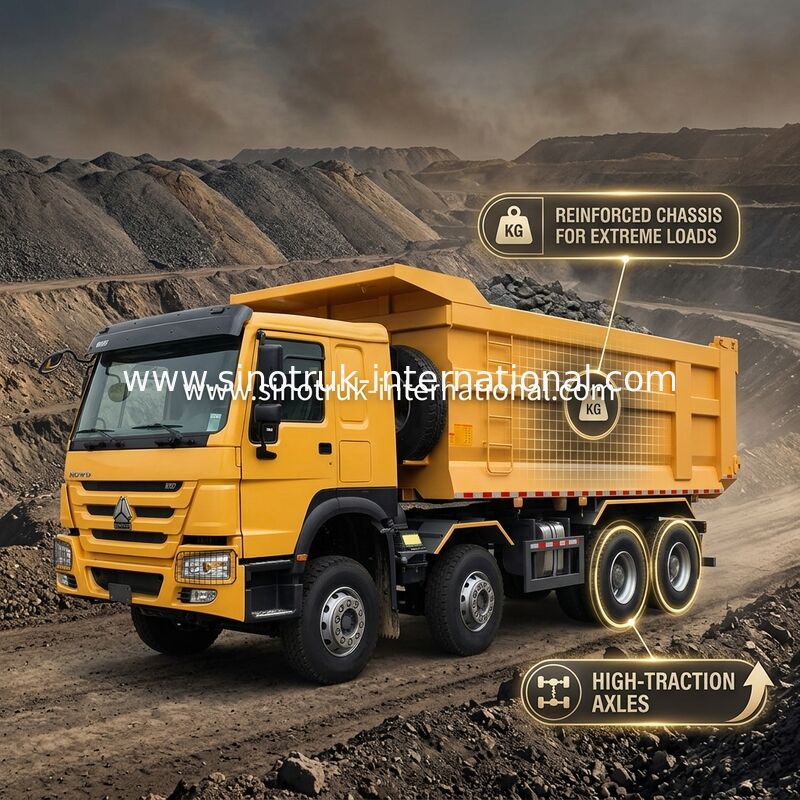 Sinotruk Howo Dump Truck 8 × 4 Lhd 12 Rodas U Forma de corpo do tipper Euro 2