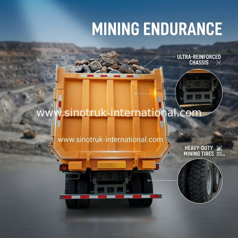 SINOTRUK Pequeno camião de descarga LHD com cabine esqueleto de alta resistência unilateral 371HP