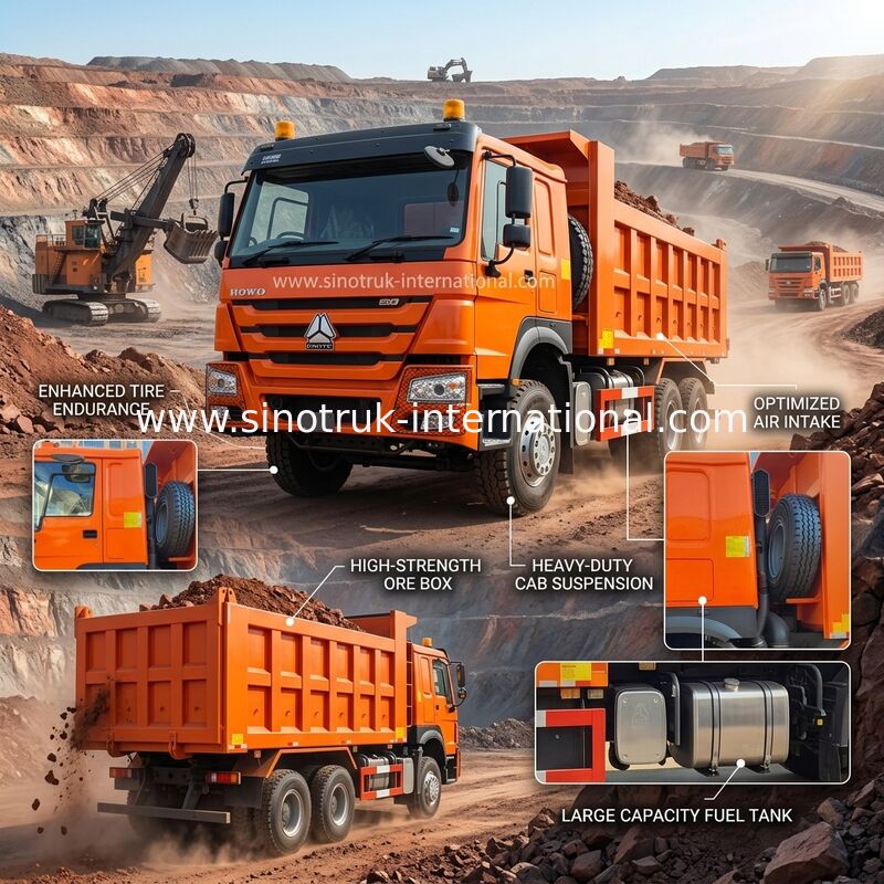 400HP Orange HOWO Carrinho RHD 6×4 10 Rodas Alta potência