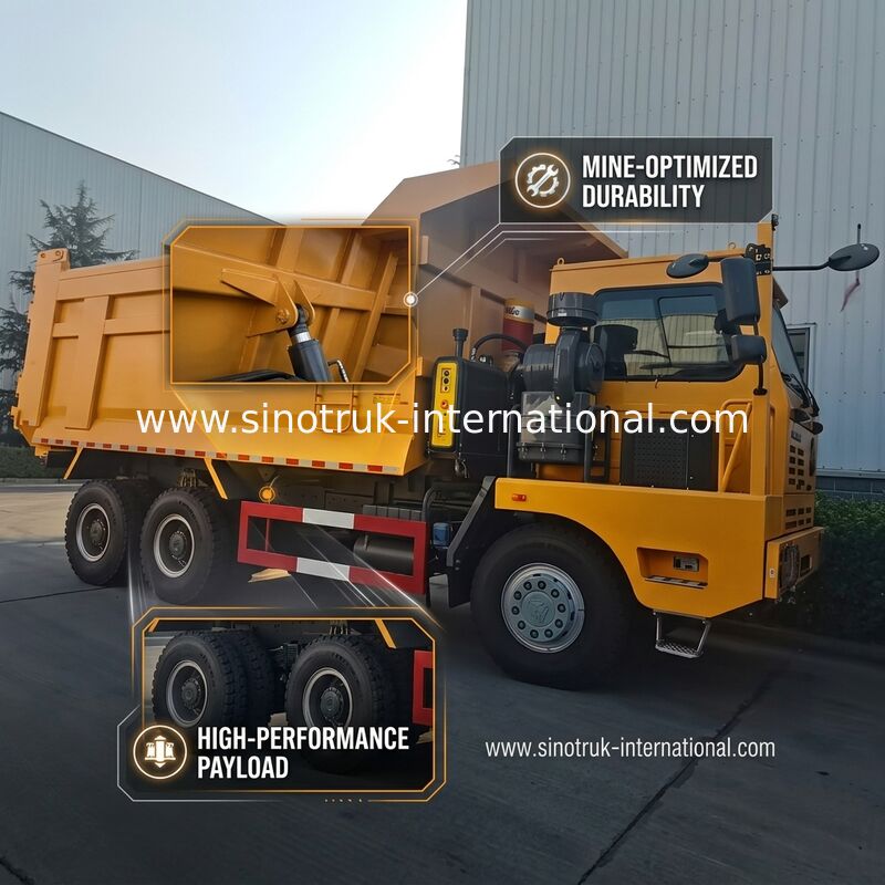 SINOTRUK Tipper Dump Truck resistente LHD com amarelo de esqueleto de grande resistência unilateral do táxi