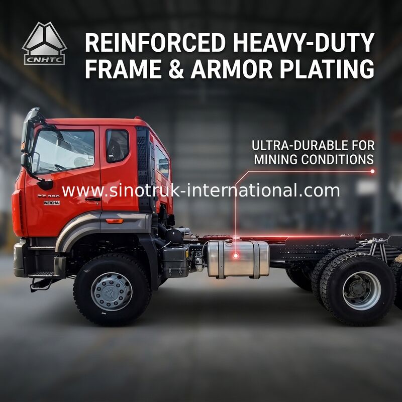 Sinotruk New Howo Tipper Dump Truck Chassis Weichai Motor 6 × 4 LHD Cor laranja