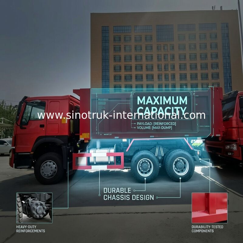 SINOTRUK HOWO Tipper Dump Truck RHD 6×4 336HP na cor vermelha
