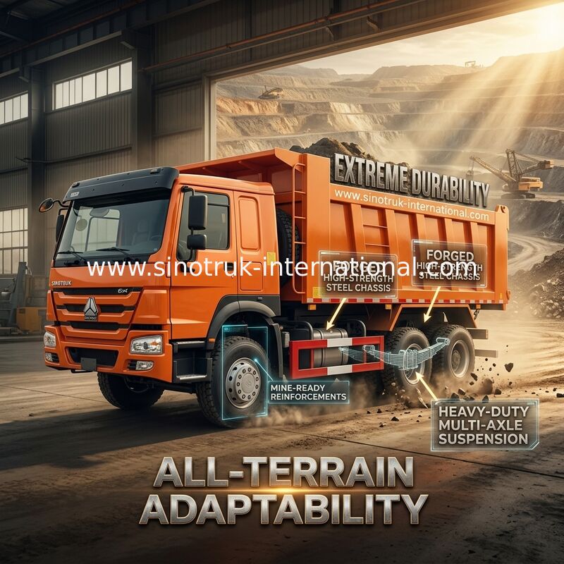 Sinotruk Howo Tipper Dump Truck Weichai 380Hp 6 × 4 5200 - 5800mm Para exportação