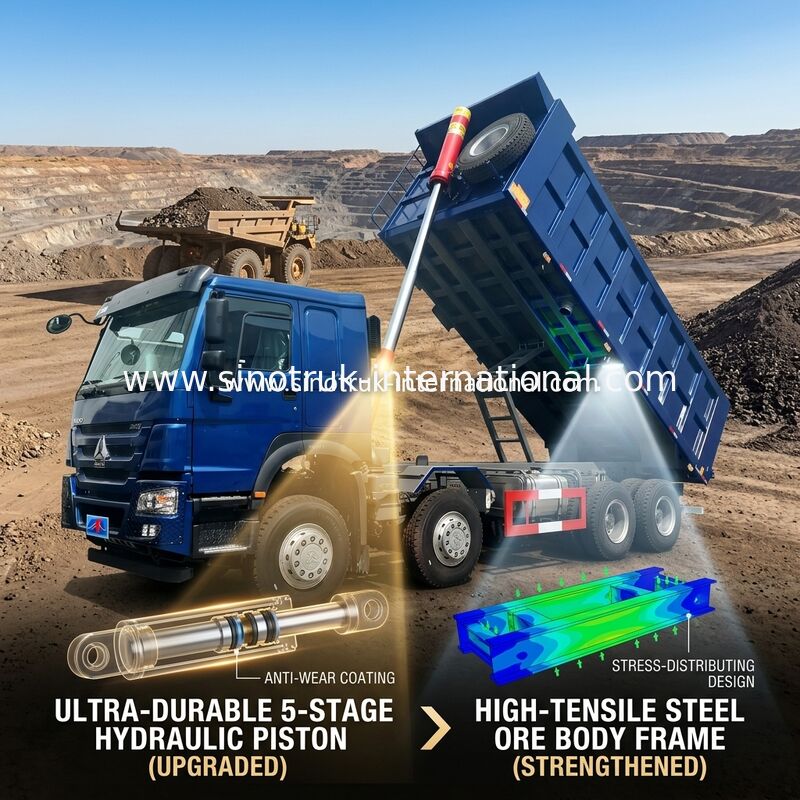 Caminhão basculante azul de SINOTRUK HOWO LHD 12wheels 8X4 400HP para a mineração Front Lifting 50Tons