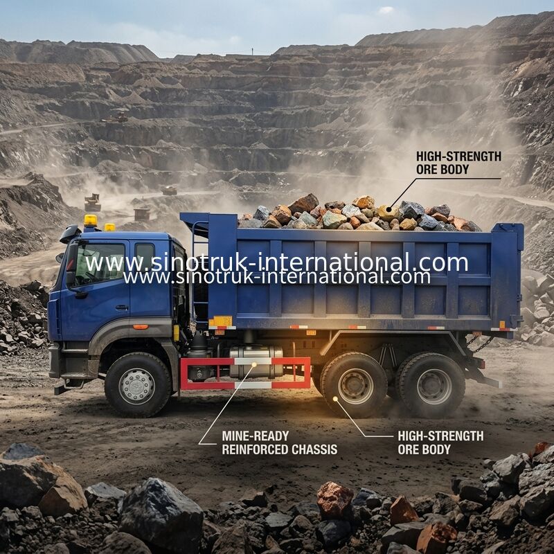 × 4 das rodas 400Hp 6 de Sinotruk N7 Tipper Dump Truck 10 com luz de aviso