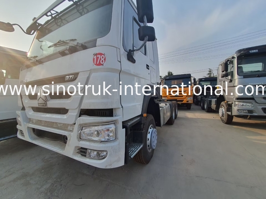 HOWO A7 Caminhão de trator usado LHD 6X4 Euro 2 371 HP Com direção hidráulica assistida por potência Branco