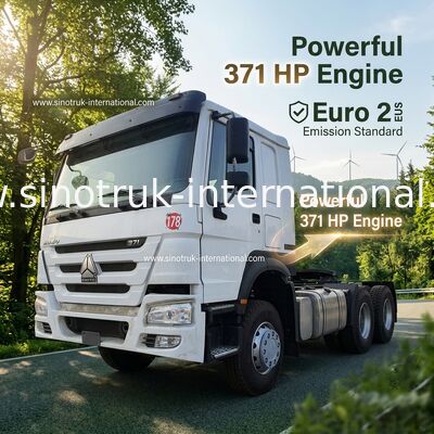 HOWO A7 Caminhão de trator usado LHD 6X4 Euro 2 371 HP Com direção hidráulica assistida por potência Branco