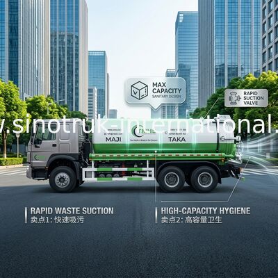 Bomba de vácuo Caminhão de sucção de esgoto Caminhão de limpeza de tanque séptico 20CBM LHD 380HP