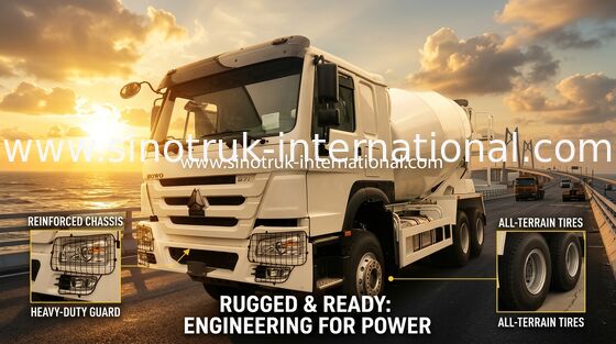 HOWO 371HP caminhão de mistura de concreto de 10m3 com bomba e motor Eaton para construção pesada