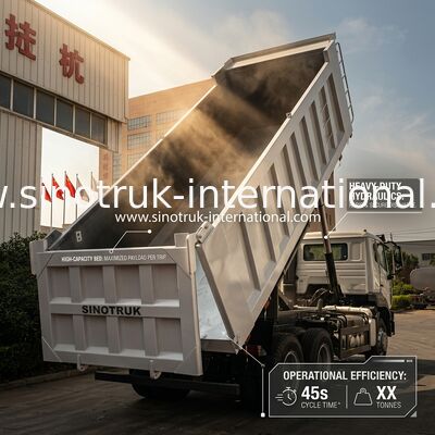 SINOTRUK HOHAN Howo Caminhão Basculante Basculante Elevação Média Motor Weichai 6 × 4 LHD Caixa de Carga Retangular Branco 19-20CBM