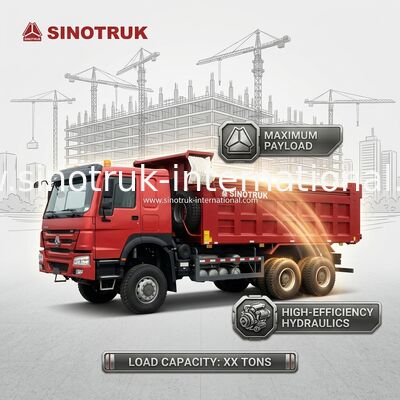 Caminhão Basculante HOWO 6*6 Tração Integral Vermelho 430HP com Cabine Ghost-Face