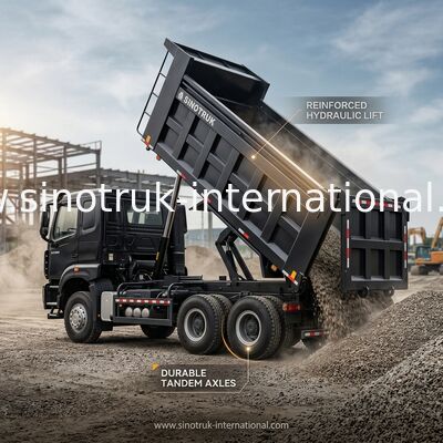 HOWO NX 380HP RHD Black Tipper Dump Truck Com Flap de Tarpaulin