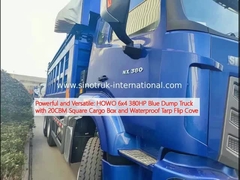 Poderoso e versátil: HOWO 6x4 380HP Blue Dump Truck com 20CBM Square Cargo Box e Waterproof Tarp Flip Cove